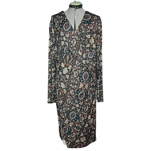 Peruvian Connection Ariana Faux Wrap Dress Long Sleeve Size XL - Picture 3 of 7